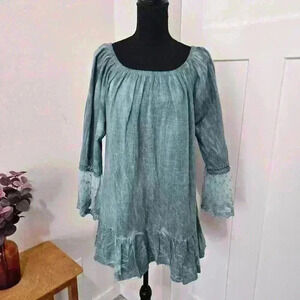 NWT Womens Crosstree Lane Boho Peasant Off Shoulder Peasant Top - Sz L